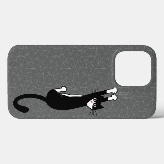 黒と白ぶら下がったの猫 | おもしろい Tuxedo Cat Case-Mate iPhoneケース (裏面 (横))