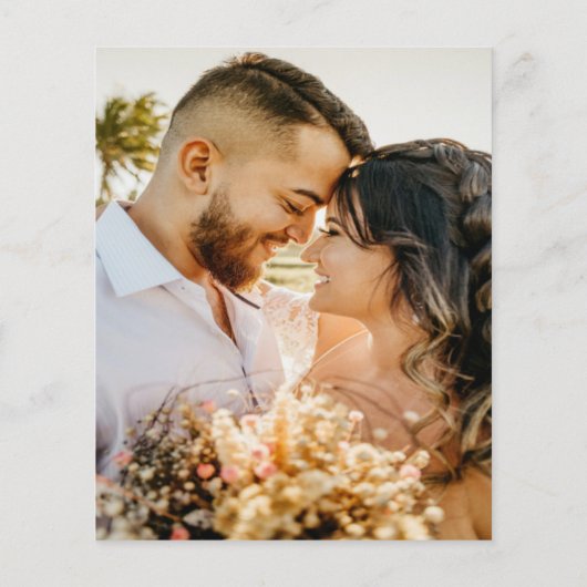 黒と白エレガントのオーバーレイ写真の結婚式の招待 (裏面)