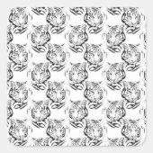 黒と白エレガントのタイガーヘッドプリントデザイン スクエアシール (正面)