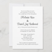 黒と白エレガントの渦巻き式レセプション 招待状 (正面)