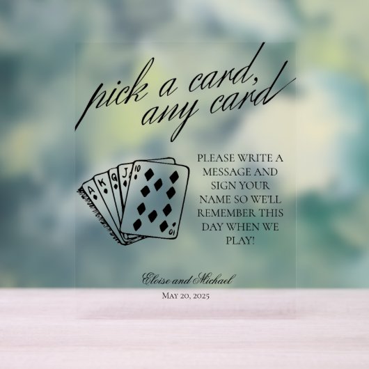 黒と白カードを選ぶ任意のカードゲストブック アクリルサイン (ニュートラル)