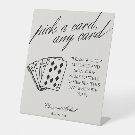 黒と白カードを選ぶ任意のカードゲストブック 台座サイン (正面)