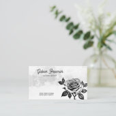 黒と白グランジのローズタトゥーアーティスト 名刺 (スタンド正面)