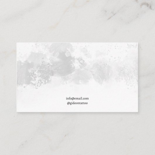 黒と白グランジスプラッシュタイガータトゥーアーティスト 名刺 (裏面)