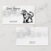 黒と白グランジスプラッシュタイガータトゥーアーティスト 名刺 (正面/裏面)