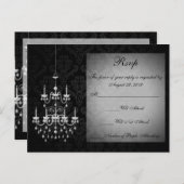 黒と白シャンデリアのシルエット インビテーションポストカード (正面/裏面)