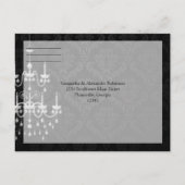 黒と白シャンデリアのシルエット インビテーションポストカード (裏面)