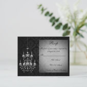 黒と白シャンデリアのシルエット インビテーションポストカード (スタンド正面)