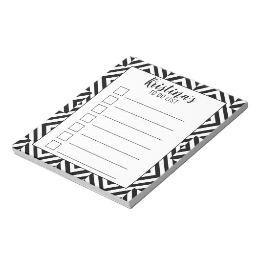 黒と白スタイリッシュのパーソナライズされたTo Doリスト ノートパッド (回転)