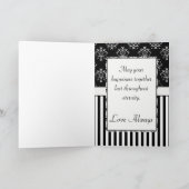黒と白ストライプののバロックおめでとう カード (内部)