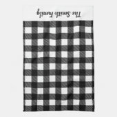 黒と白パーソナライズされたのバッファロープレイドキッチン キッチンタオル (縦)