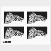 黒と白ヒョウ 長方形シール (シート)