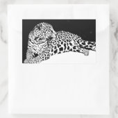 黒と白ヒョウ 長方形シール (バッグ)