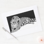 黒と白ヒョウ 長方形シール (封筒)
