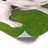 黒と白フランスののブルドッグの草絵画- ポスター (角)