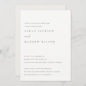 黒と白ミニマルのタイポグラフィリハーサルディナー 招待状 (正面/裏面)