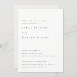 黒と白ミニマルのタイポグラフィリハーサルディナー 招待状