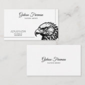 黒と白モダンのイーグルヘッドタトゥーアーティスト 名刺 (正面/裏面)