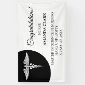 黒と白モダンのカデウスの看護卒業 横断幕 (縦)