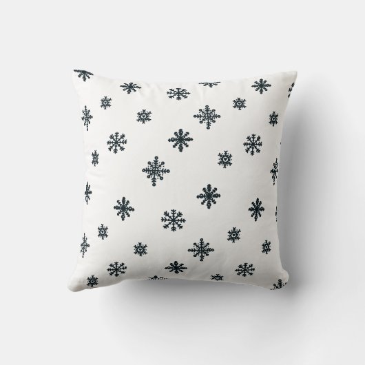 黒と白モダンのクリスマススノーフレーク クッション (裏面)