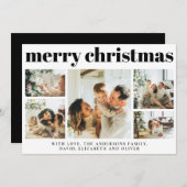 黒と白モダンのクリスマスフォトホリデーカード シーズンカード (正面/裏面)