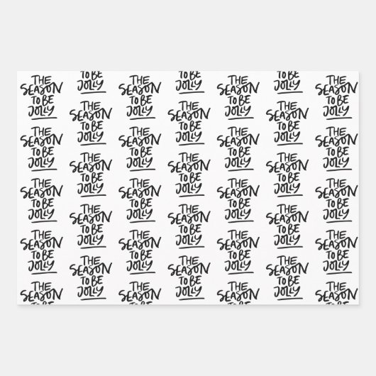 黒と白モダンのクリスマス引用文ギフト ラッピングペーパーシート (正面3)