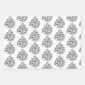 黒と白モダンのクリスマス引用文ギフト ラッピングペーパーシート (正面)