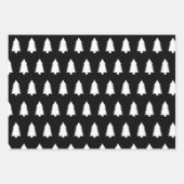 黒と白モダンのクリスマス引用文ツリーギフト ラッピングペーパーシート (正面3)