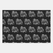 黒と白モダンのクリスマス引用文ツリーギフト ラッピングペーパーシート (正面)