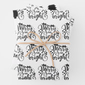 黒と白モダンのクリスマス引用文ツリーギフト ラッピングペーパーシート (インサイチュ)