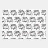 黒と白モダンのクリスマス引用文ツリーギフト ラッピングペーパーシート (正面)