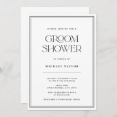 黒と白モダンのグルームシャワー 招待状 (正面/裏面)