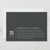 黒と白モダンのタイポグラフィリハーサルディナー 招待状 (正面)