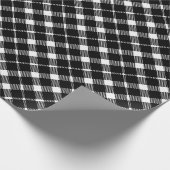 黒と白モダンのタータンチェック格子縞ホリデー ラッピングペーパー (角)