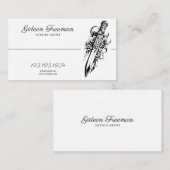 黒と白モダンのナイフバラタトゥーアーティスト 名刺 (正面/裏面)