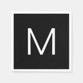 黒と白モダンのミニマル文字 スタンダードカクテルナプキン (正面)