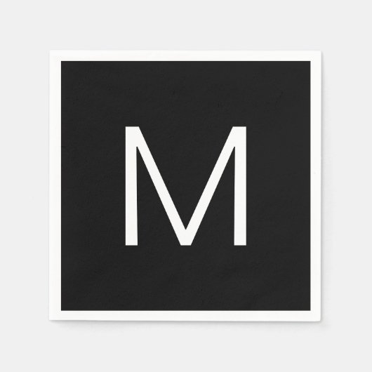 黒と白モダンのミニマル文字 スタンダードカクテルナプキン (正面)