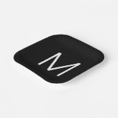 黒と白モダンのミニマル文字 ペーパープレート (傾斜あり)