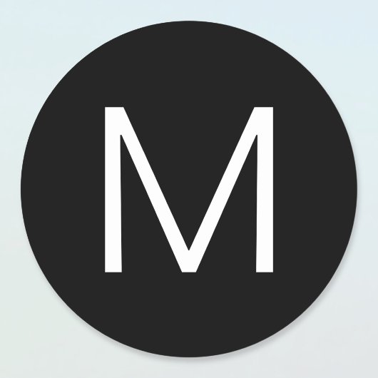 黒と白モダンのミニマル文字 ラウンドシール