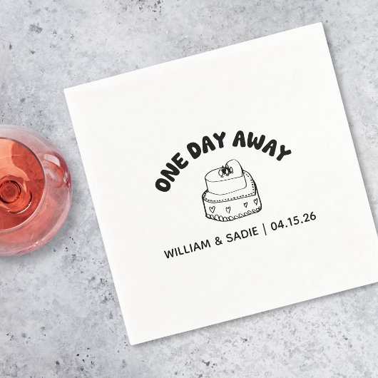 黒と白モダンのレトロケーキリハーサルディナー スタンダードカクテルナプキン