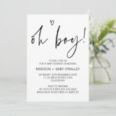 黒と白モダンの男の子のベビーシャワー招待状 招待状 (スタンド正面)