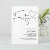 黒と白モダンの40歳の誕生日パーティー 招待状 (スタンド正面)