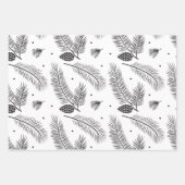 黒と白モダンブラシのクリスマスラッピング ラッピングペーパーシート (正面3)