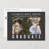 黒と白数々ののモダン卒業写真を入力 ポストカード (正面/裏面)