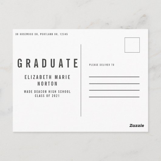 黒と白数々ののモダン卒業写真を入力 ポストカード (裏面)