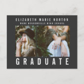 黒と白数々ののモダン卒業写真を入力 ポストカード (正面)