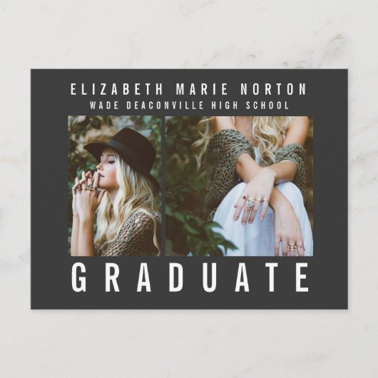 黒と白数々ののモダン卒業写真を入力 ポストカード (正面)