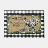 黒と白素朴のそり黒と緑のパッケージ ドアマット (正面)