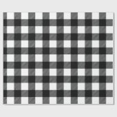 黒と白素朴のバッファロープレイドクリスマス ラッピングペーパー (フラット)