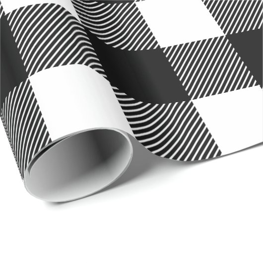 黒と白素朴のバッファロープレイドクリスマス ラッピングペーパー (ロールコーナー)